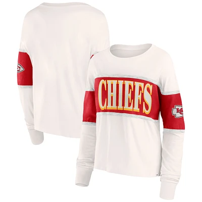 Women's Fanatics Cream Kansas City Chiefs Antique Block Long Sleeve T-Shirt