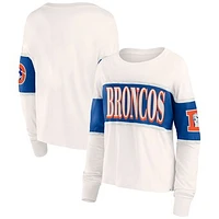 Women's Fanatics Cream Denver Broncos Antique Block Long Sleeve T-Shirt