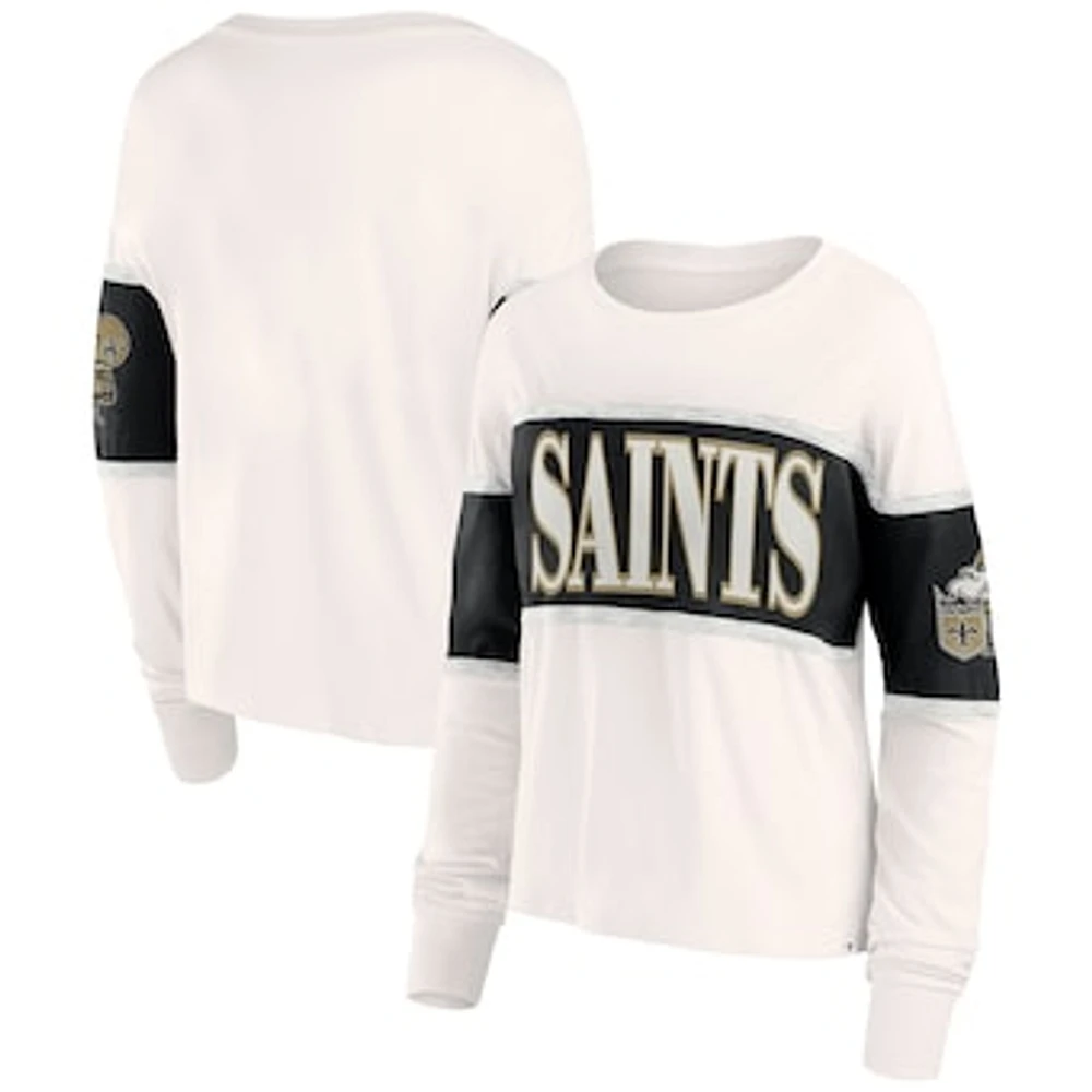 Women's Fanatics Cream New Orleans Saints Antique Block Long Sleeve T-Shirt