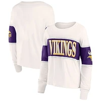 Women's Fanatics Cream Minnesota Vikings Antique Block Long Sleeve T-Shirt