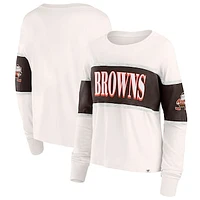 Women's Fanatics Cream Cleveland Browns Antique Block Long Sleeve T-Shirt