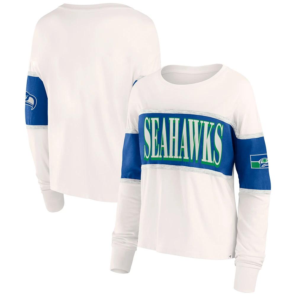 Women's Fanatics Cream Seattle Seahawks Antique Block Long Sleeve T-Shirt