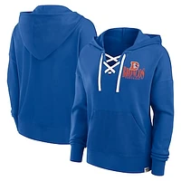 Women's Fanatics Royal Denver Broncos Blitz Left Lace-Up Pullover Hoodie