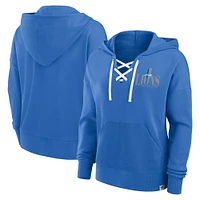 Women's Fanatics Blue Detroit Lions Blitz Left Lace-Up Pullover Hoodie