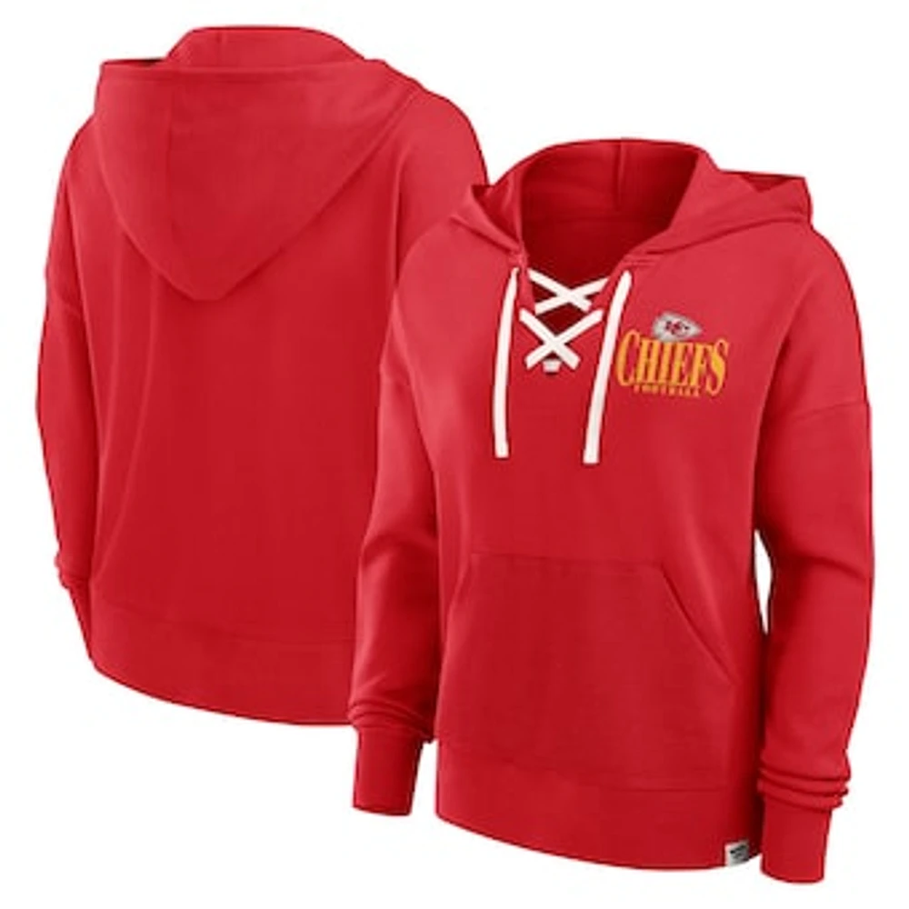 Women's Fanatics Red Kansas City Chiefs Blitz Left Lace-Up Pullover Hoodie