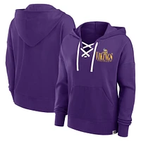 Women's Fanatics Purple Minnesota Vikings Blitz Left Lace-Up Pullover Hoodie