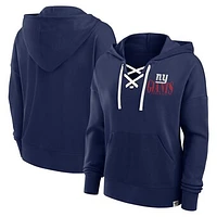 Women's Fanatics Navy New York Giants Blitz Left Lace-Up Pullover Hoodie