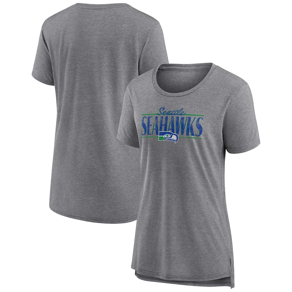 Women's Fanatics Heather Gray Seattle Seahawks Up the Middle Tri-Blend T-Shirt