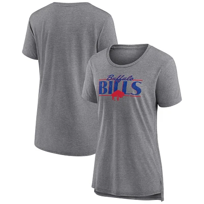 Women's Fanatics Heather Gray Buffalo Bills Up the Middle Tri-Blend T-Shirt