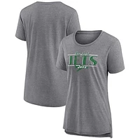 Women's Fanatics Heather Gray New York Jets Up the Middle Tri-Blend T-Shirt