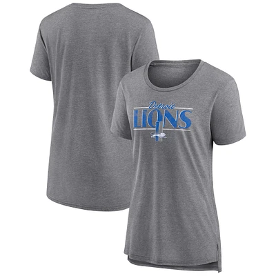 Women's Fanatics Heather Gray Detroit Lions Up the Middle Tri-Blend T-Shirt