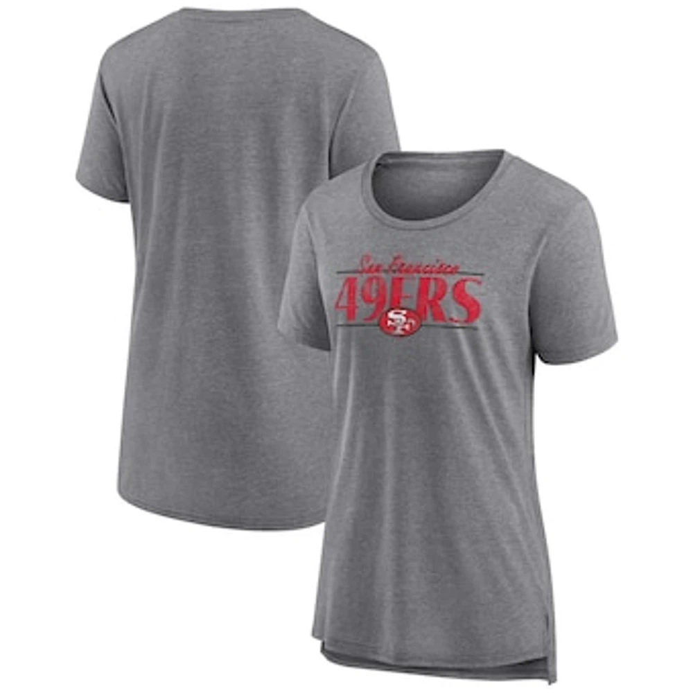 Women's Fanatics Heather Gray San Francisco 49ers Up the Middle Tri-Blend T-Shirt