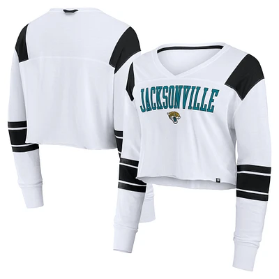 Women's Fanatics  White Jacksonville Jaguars Stretch Cropped Fashion Long Sleeve T-Shirt