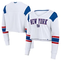 Women's Fanatics  White New York Giants Stretch Cropped Fashion Long Sleeve T-Shirt