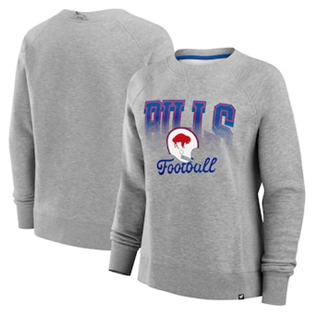 Women's Fanatics Heather Gray Buffalo Bills Hit Hard Fleece Pullover Sweatshirt