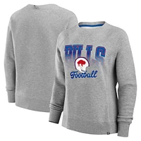 Women's Fanatics Heather Gray Buffalo Bills Hit Hard Fleece Pullover Sweatshirt