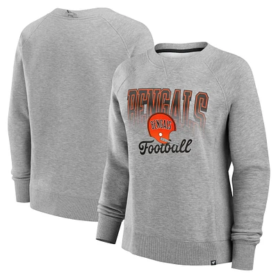 Women's Fanatics Heather Gray Cincinnati Bengals Hit Hard Fleece Pullover Sweatshirt