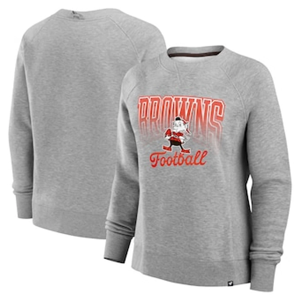 Women's Fanatics Heather Gray Cleveland Browns Hit Hard Fleece Pullover Sweatshirt