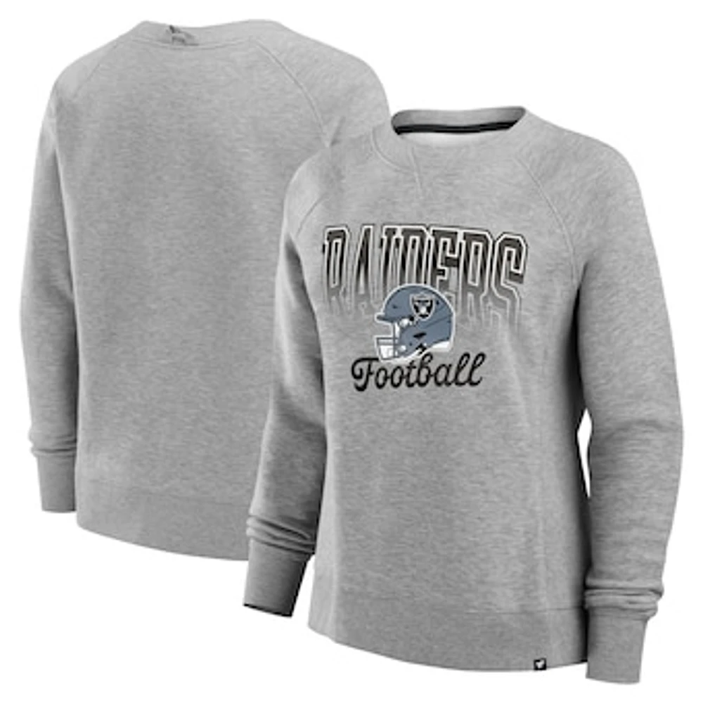 Women's Fanatics Heather Gray Las Vegas Raiders Hit Hard Fleece Pullover Sweatshirt