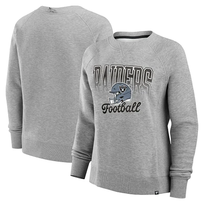 Women's Fanatics Heather Gray Las Vegas Raiders Hit Hard Fleece Pullover Sweatshirt