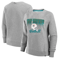 Women's Fanatics Heather Gray Miami Dolphins Hit Hard Fleece Pullover Sweatshirt