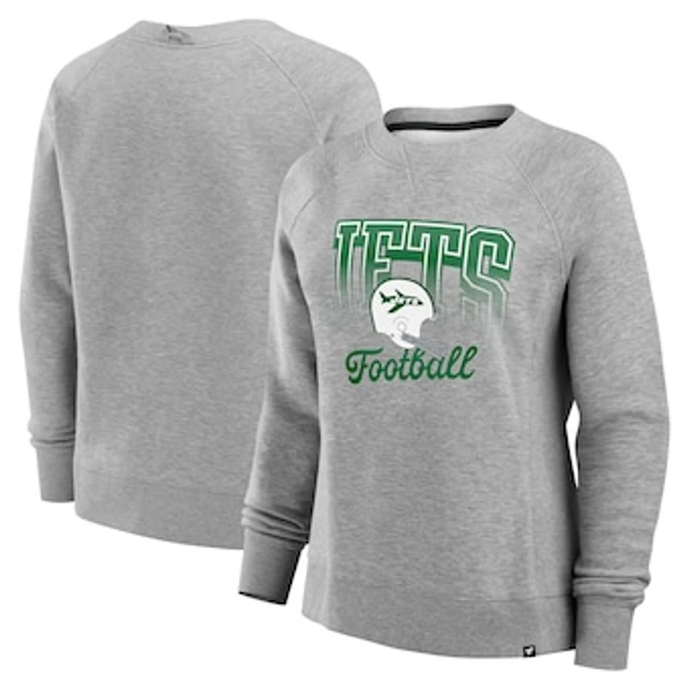 Women's Fanatics Heather Gray New York Jets Hit Hard Fleece Pullover Sweatshirt