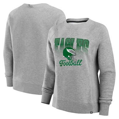 Women's Fanatics Heather Gray Philadelphia Eagles Hit Hard Fleece Pullover Sweatshirt