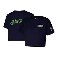 Women's Pro Standard College Navy Seattle Seahawks Boxy Cropped T-Shirt