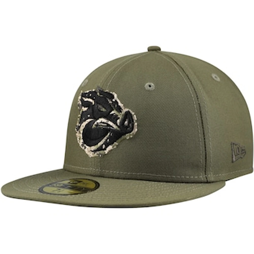 Men's New Era Olive Lehigh Valley IronPigs Theme Night Military 59FIFTY Fitted Hat