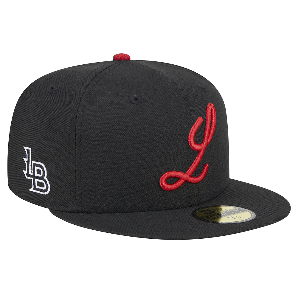 Men's New Era Black Louisville Bats Theme Night Blackcap 59FIFTY Fitted Hat