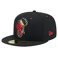 Men's New Era Black Spokane Indians Theme Night King Carl 59FIFTY Fitted Hat