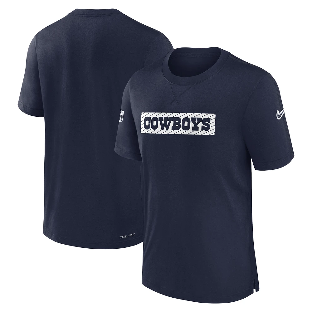 Men's Nike Navy Dallas Cowboys 2024/25 Sideline Player Tri-Blend Performance T-Shirt