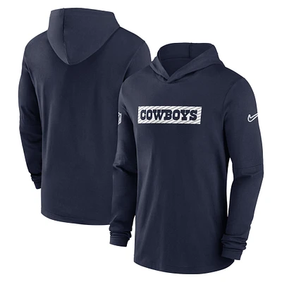 Men's Nike Navy Dallas Cowboys 2024/25 Sideline Performance Long Sleeve Hoodie T-Shirt