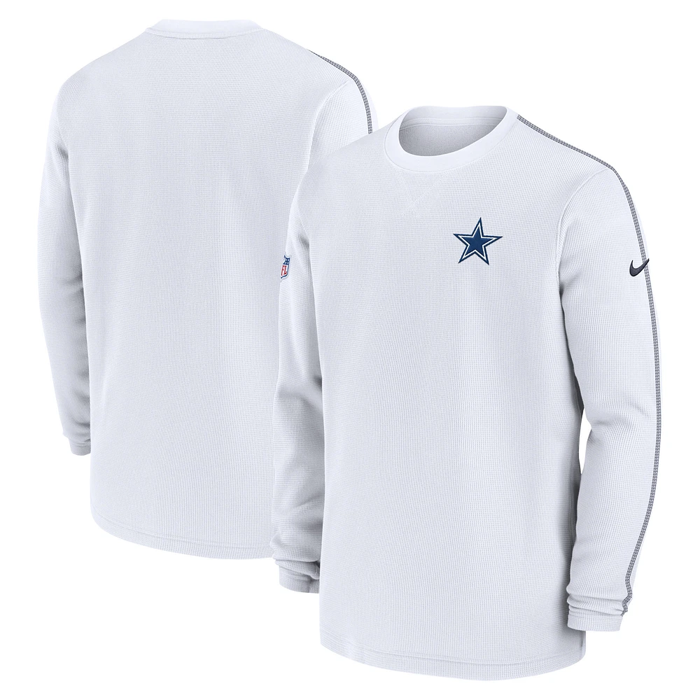 Men's Nike White Dallas Cowboys 2024/25 Sideline Coach Long Sleeve Top