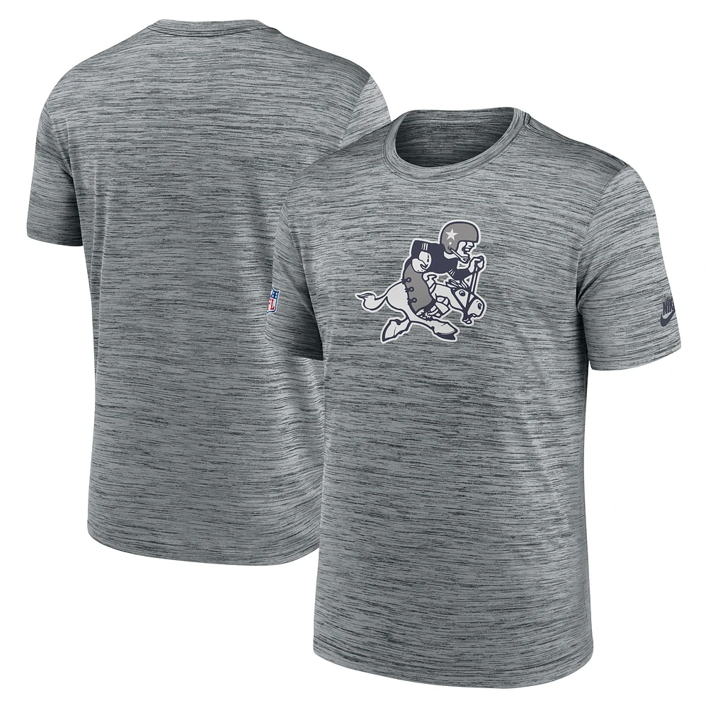 Men's Nike Gray Dallas Cowboys Sideline Velocity Throwback Logo Performance T-Shirt