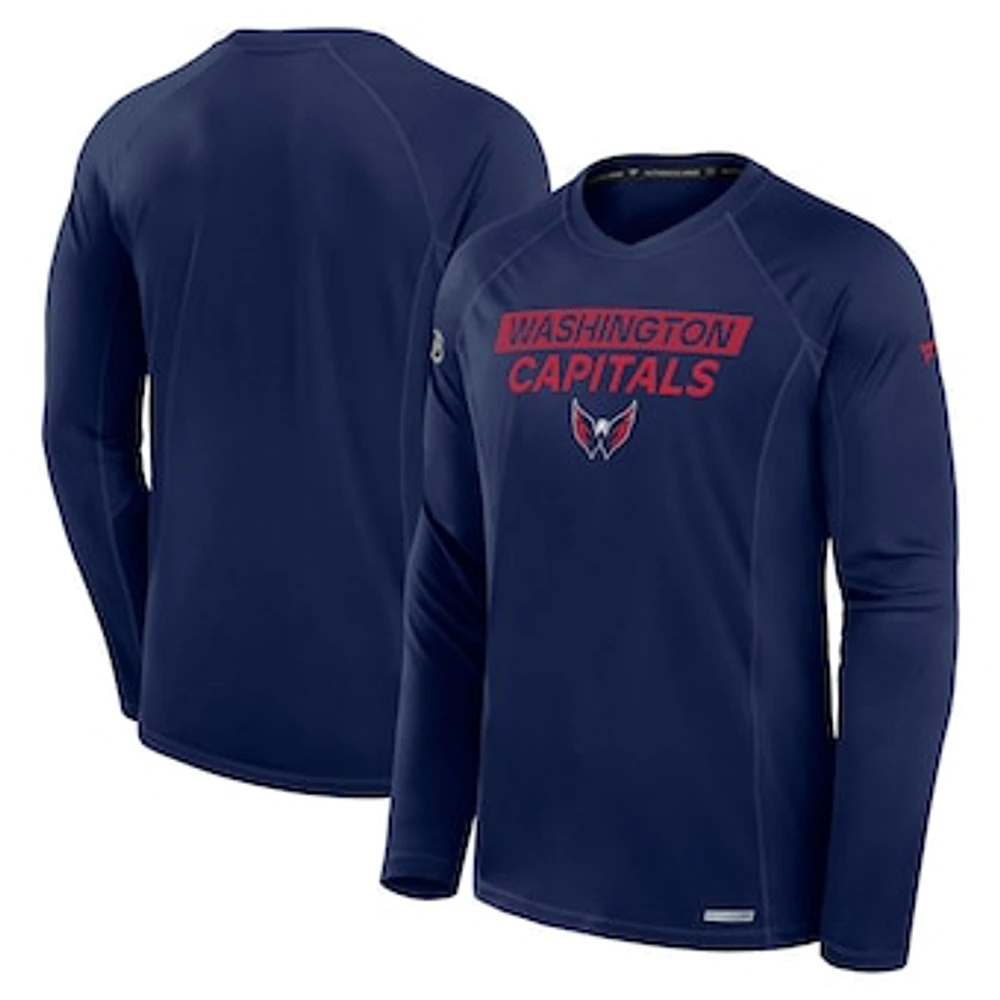 Men's Fanatics Navy Washington Capitals Authentic Pro Rink Tech Long Sleeve T-Shirt