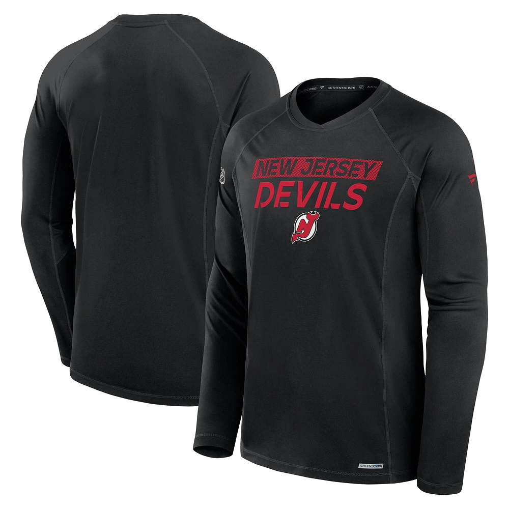 Men's Fanatics Black New Jersey Devils Authentic Pro Rink Tech Long Sleeve T-Shirt