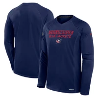 Men's Fanatics Navy Columbus Blue Jackets Authentic Pro Rink Tech Long Sleeve T-Shirt