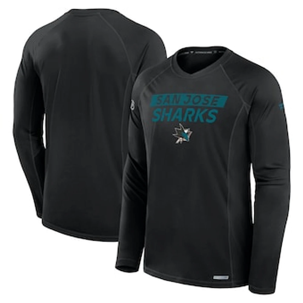 Men's Fanatics Black San Jose Sharks Authentic Pro Rink Tech Long Sleeve T-Shirt