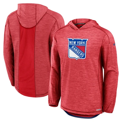 Men's Fanatics  Red New York Rangers Authentic Pro Rink Lightweight Pullover Hoodie