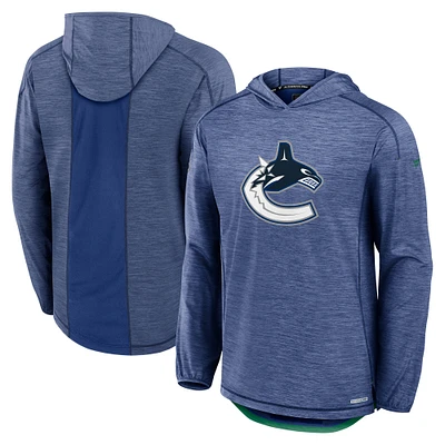 Men's Fanatics  Blue Vancouver Canucks Authentic Pro Rink Lightweight Pullover Hoodie