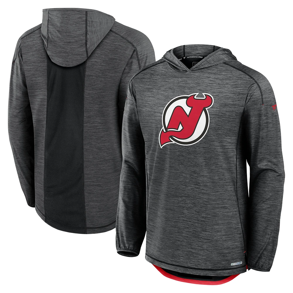 Men's Fanatics  Black New Jersey Devils Authentic Pro Rink Lightweight Pullover Hoodie