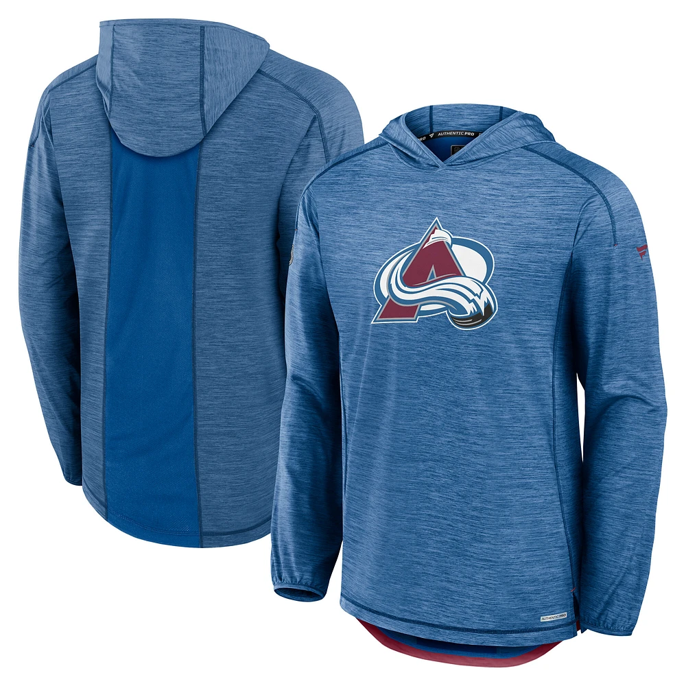 Men's Fanatics  Blue Colorado Avalanche Authentic Pro Rink Lightweight Pullover Hoodie