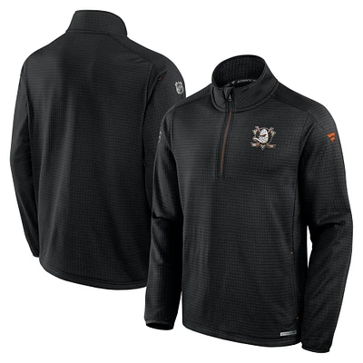 Men's Fanatics  Black Anaheim Ducks Authentic Pro Rink Quarter-Zip Jacket