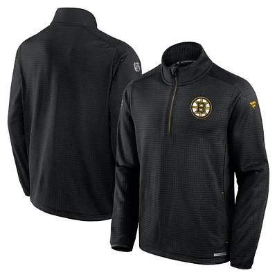 Men's Fanatics  Black Boston Bruins Authentic Pro Rink Quarter-Zip Jacket