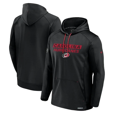 Men's Fanatics  Black Carolina Hurricanes Authentic Pro Rink Fleece Pullover Hoodie