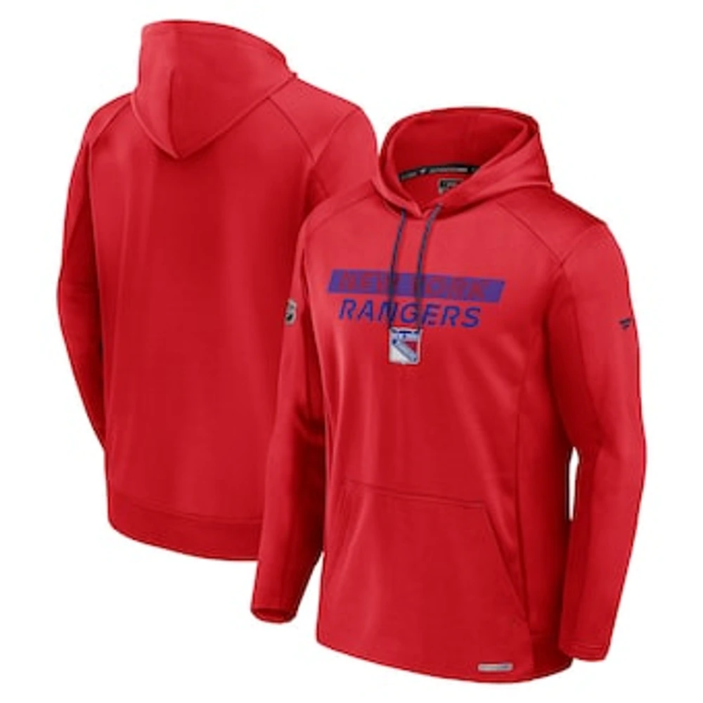 Men's Fanatics  Red New York Rangers Authentic Pro Rink Fleece Pullover Hoodie