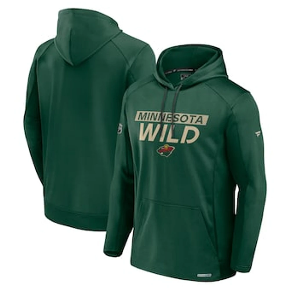 Men's Fanatics  Green Minnesota Wild Authentic Pro Rink Fleece Pullover Hoodie