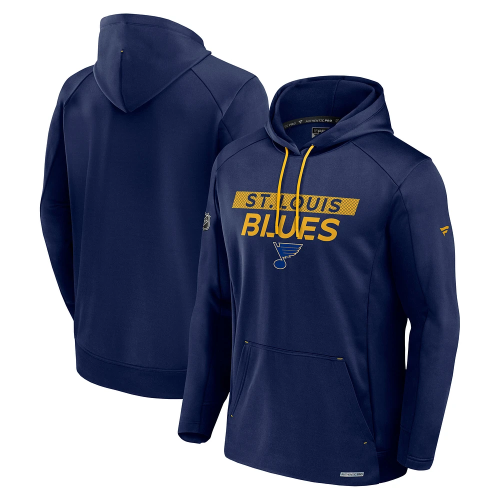 Men's Fanatics  Navy St. Louis Blues Authentic Pro Rink Fleece Pullover Hoodie