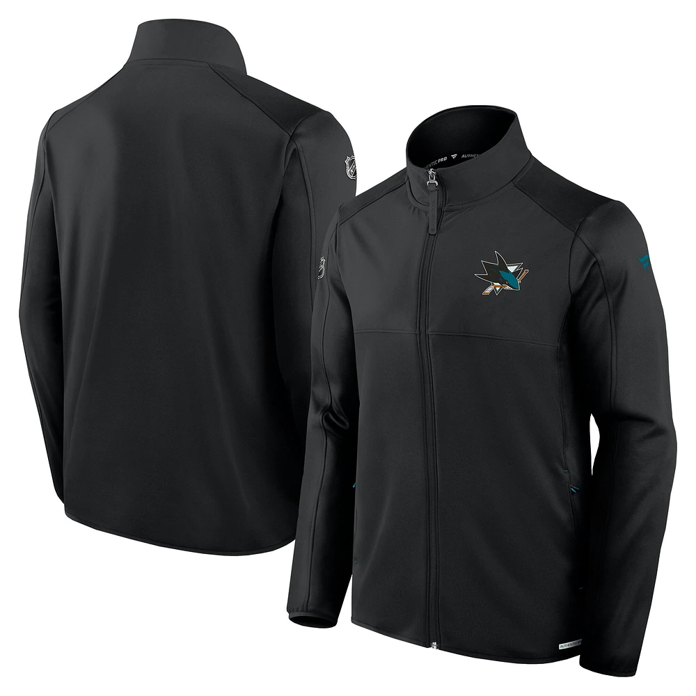 Men's Fanatics  Black San Jose Sharks Authentic Pro Rink Fleece Full-Zip Jacket